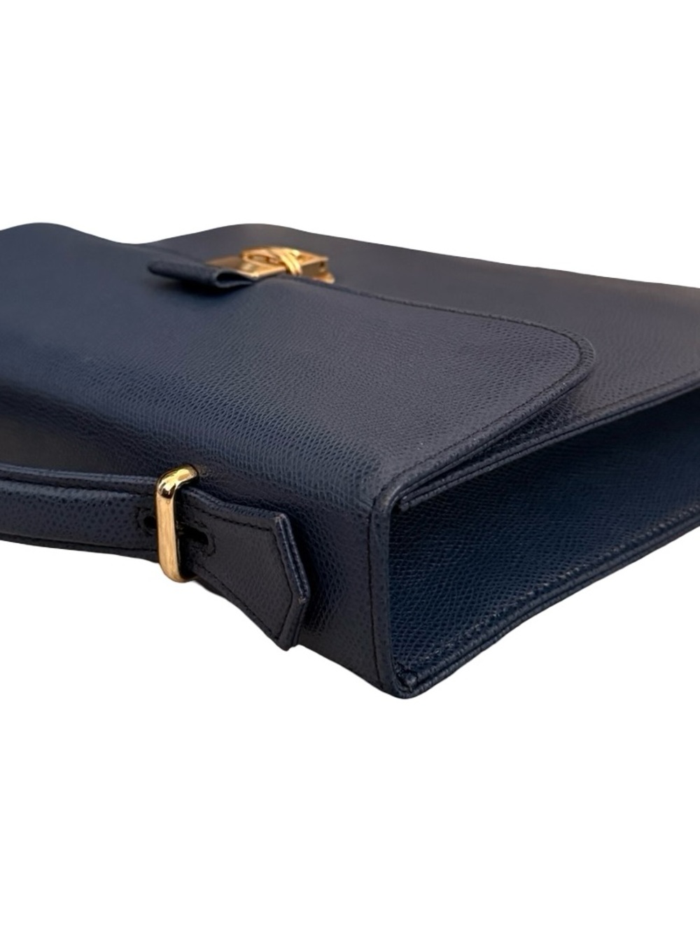 Vintage Yves Saint Laurent Navy Blue Leather Briefcase Top Handle Bag YSL - Picture 8 of 15